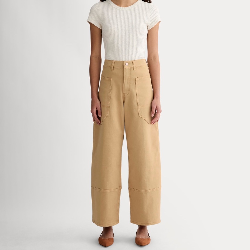 Everlane Women's Utility Gardener Pant in Classic Khaki, Size 27, Cotton/Twill